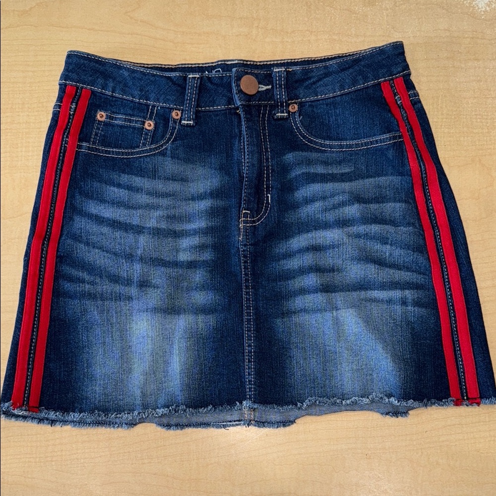 NOBO Red and Blue A-Line Mini Skirt